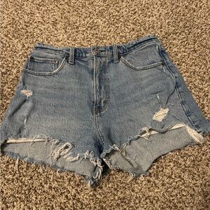 Abercrombie Mom short high rise Distressed Denim Shorts - Blue